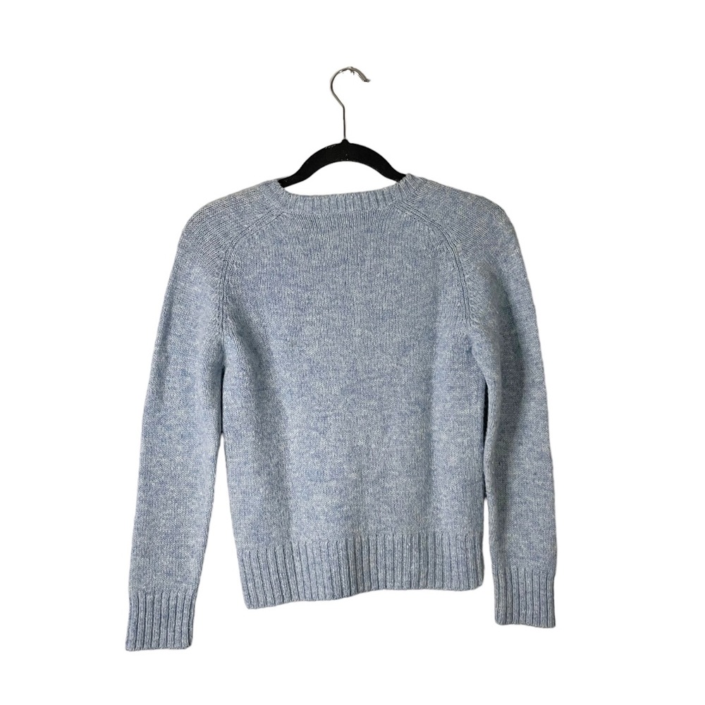 Shetlander Crazy Horse 100% Wool Light Blue Casual Knit Winter Crewneck Sweater - Picture 3 of 3